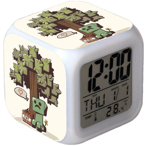 Réveil numérique multifonction Minecraft Édition LED