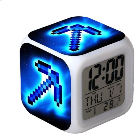 Réveil numérique multifonction Minecraft Édition LED