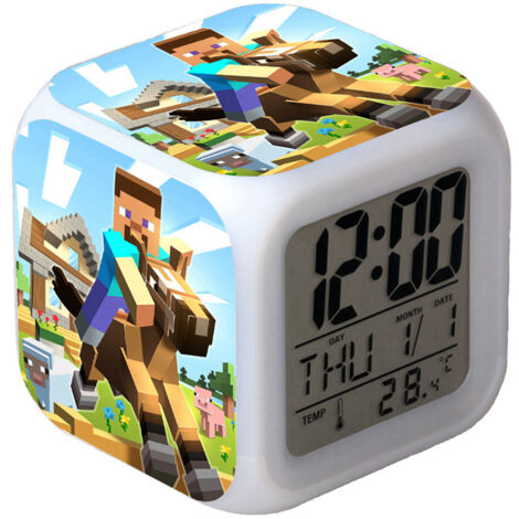 Réveil numérique multifonction Minecraft Édition LED