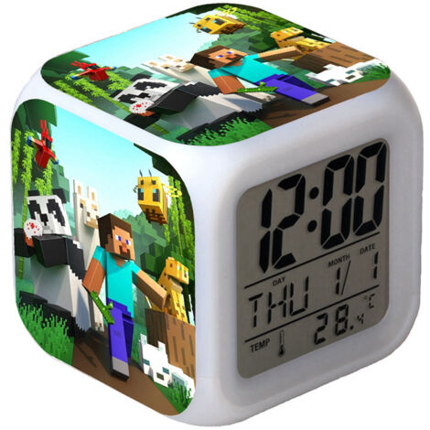 Réveil numérique multifonction Minecraft Édition LED