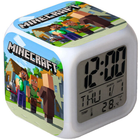 Réveil numérique multifonction Minecraft Édition LED