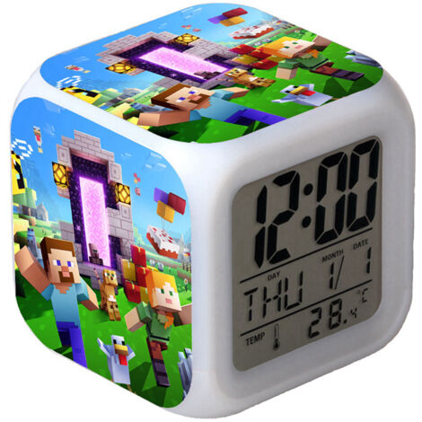 Réveil numérique multifonction Minecraft Édition LED