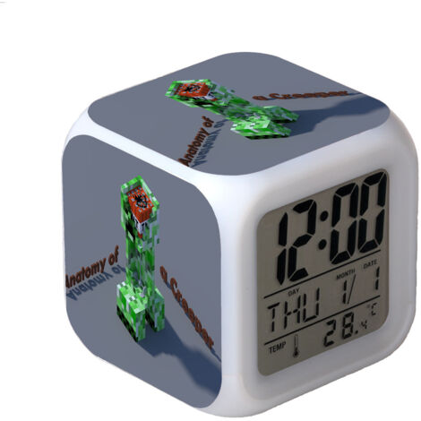 Réveil numérique multifonction Minecraft Édition LED