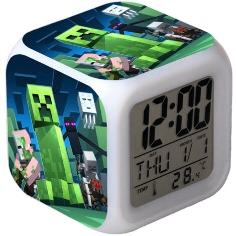 Réveil numérique multifonction Minecraft Édition LED