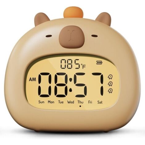 Réveil Numérique pour Enfant - Design Capybara - Jouet Éducatif Réveil - Entraîneur de Sommeil - Rechargeable USB-C - Veilleuse