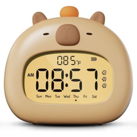 Réveil Numérique pour Enfant - Design Capybara - Jouet Éducatif Réveil - Entraîneur de Sommeil - Rechargeable USB-C - Veilleuse