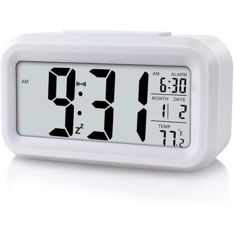 Réveil numérique pour enfants, fonctionne sur piles, fonction snooze, veilleuse intelligente, installation facile, horloge de bureau pour chambre blanche