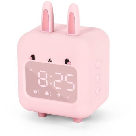 Réveil numérique pour enfants, réveil lapin mignon avec veilleuse rose