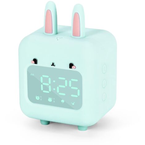 Réveil numérique pour enfants, réveil lapin mignon avec veilleuse verte