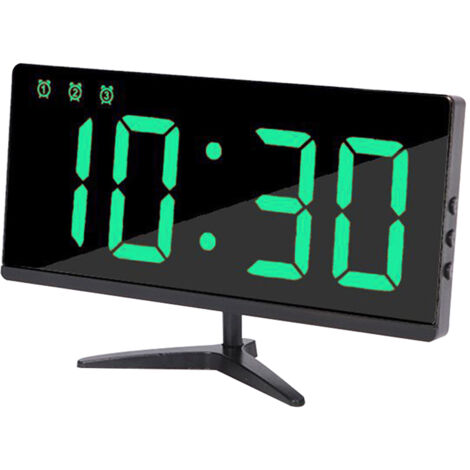 Réveil numérique, réveil LED, affichage LED avec 4 réglages de luminosité, température, date, ports de chargement USB, opération facile