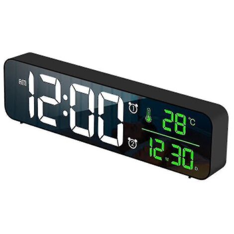 Réveil numérique, réveil LED, horloge murale miroir numérique, horloge de table à grands chiffres avec date
