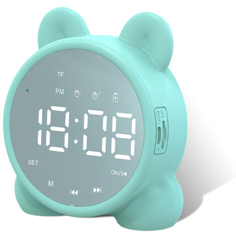 Réveil Numérique sans Fil Bluetooth Multifonction avec Miroir Lecteur de Musique électronique,Green,états-unis