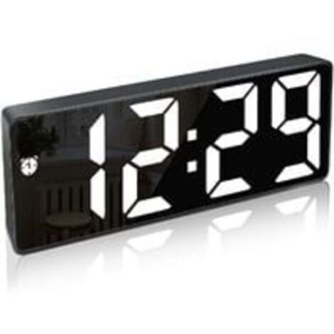 Réveil Numérique,Grand écran LED,Horloge de Surface Miroir avec Fonction Snooze et Connexion de Charge USB Réglable en Luminosité Réveil pour Chambre,Bureaux