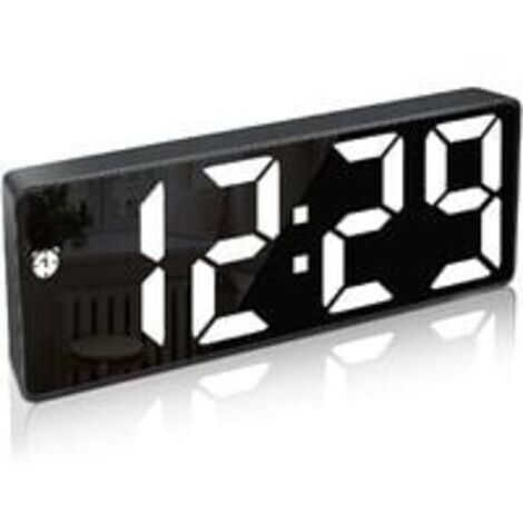 Réveil Numérique,Grand écran LED,Horloge de Surface Miroir avec Fonction Snooze et Connexion de Charge USB Réglable en Luminosité Réveil pour Chambre,Bureaux