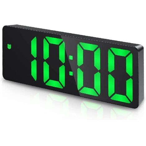 Réveil Numérique,Grand écran LED,Horloge de Surface Miroir avec Fonction Snooze et Connexion de Charge USB Réglable en Luminosité Réveil pour Chambre,Bureaux