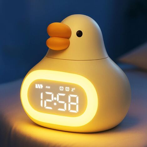 Réveil Oie avec Veilleuse, Horloge pour Enfants, Veilleuse Oie Mignonne avec Fonction Snooze, Horloge d'Apprentissage du Sommeil pour Tout-Petits, Cadeau d'Anniversaire pour Garçons, Filles et Adolesc