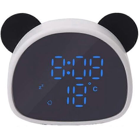 Réveil panda mignon, horloge de bureau numérique LED pour table de chevet (noir)