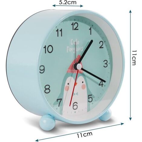 Réveil pingouin pour enfants, réveil dessin animé, réveil numérique mignon et créatif pour la chambre d'enfant, réveil de chevet silencieux (sans tic-tac), fonctionne à piles avec veilleuse, cadeau po