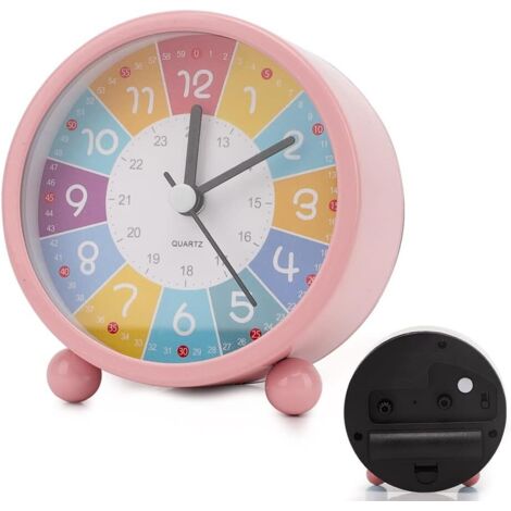 Réveil pour enfant garçon et girl – Réveil éducatif – Sans tic-tac – Réveil with alarme puissante – Veilleuse – Réveil à pils