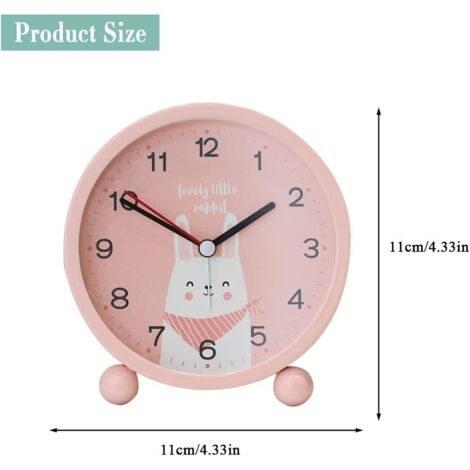 Réveil pour enfants garçons filles analogique non tic-tac silencieux mignon enfants réveil avec veilleuse silencieux silencieux enfants voyage réveil étudiant chambre bureau horloge (rose)