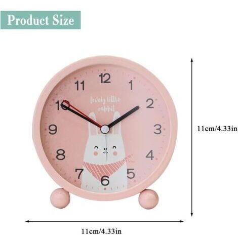 Réveil pour enfants garçons filles analogique non tic-tac silencieux mignon enfants réveil avec veilleuse silencieux silencieux enfants voyage réveil étudiant chambre bureau horloge (rose)