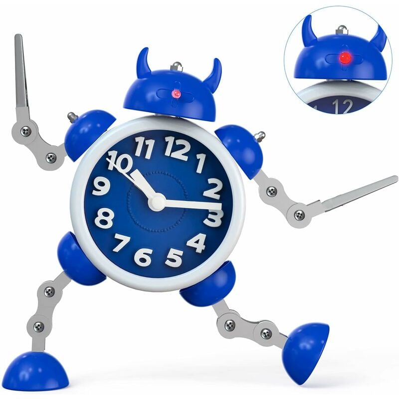 Réveil pour enfants, Garçons, filles, réveil robot, réveil analogique pour enfants, sans tic-tac, réveil silencieux pour Garçons et filles, cadeau