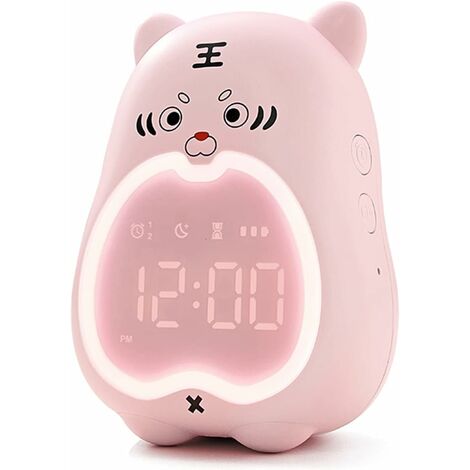 Extsud réveil enfant, réveil numérique rechargeable avec écran led, 2  alarmes, veilleuse, fonction snooze lampe de réveil horloge de chevet réveil