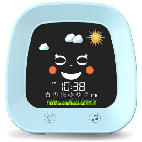 Réveil pour enfants horloge entraînement sommeil pour enfants avec veilleuse 4 couleurs pour tout-petits machine à sonorité