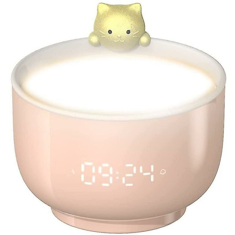 Tigrezy - Réveil pour enfants pour filles, réveil chat mignon avec réveil tactile, veilleuse led, fonction Snooze, chargement usb, réveil