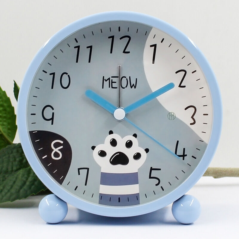 Réveil pour enfants sans tic-tac Réveil d'apprentissage Réveil à quartz Bleu