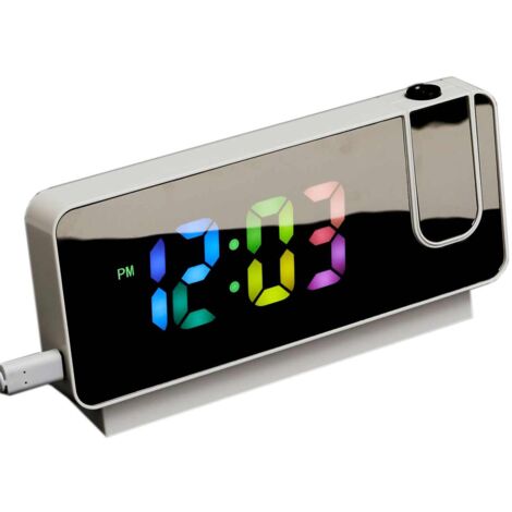 Réveil Projecteur Gris avec Affichage Multicolore