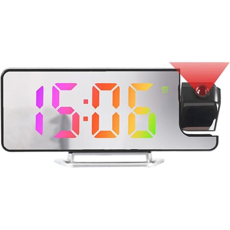 Réveil projecteur plafond écran 7,8” – miroir, USB, double alarme, température
