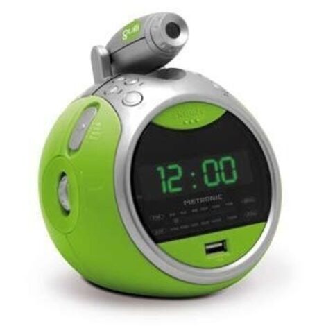 Réveil projection double alarme avec port USB - vert