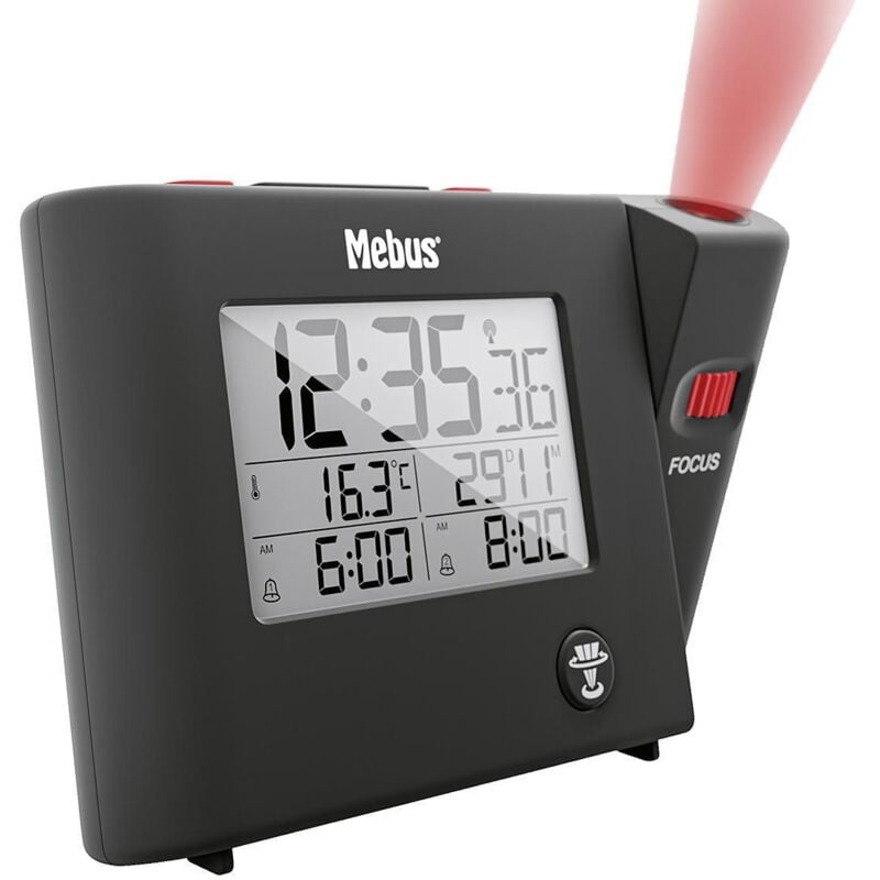 Mebus - Réveil radio avec projection 15x9,3x2,7cm digital