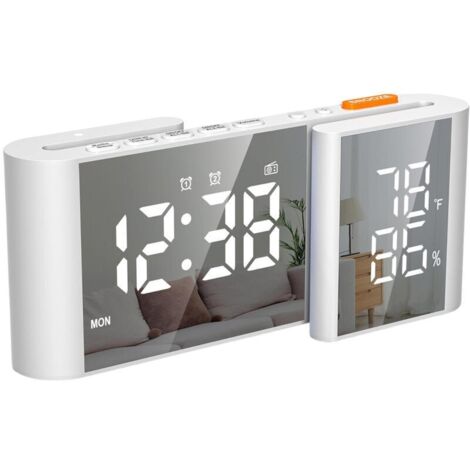 Réveil Radio Digital - Idéal pour la Chambre - Écran LED Large et Lisible, Luminosité Ajustable, Radio FM, Port de Charge USB, Snooze et Affichage de la Température