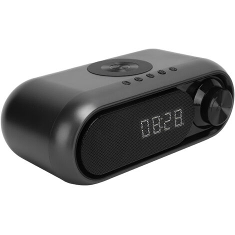 Réveil Radio FM avec Charge Sans Fil Bluetooth, Haut-parleur de Nuit Multifonction pour Chambre