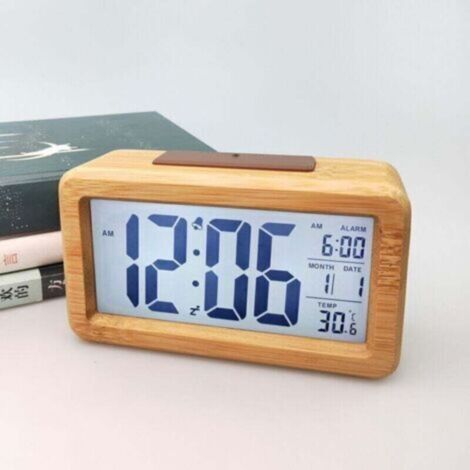 Réveil, radio-réveil, réveil vintage en bois, réveil lumineux, en bois massif, réveil intelligent et tendance, réveil électronique en bois massif