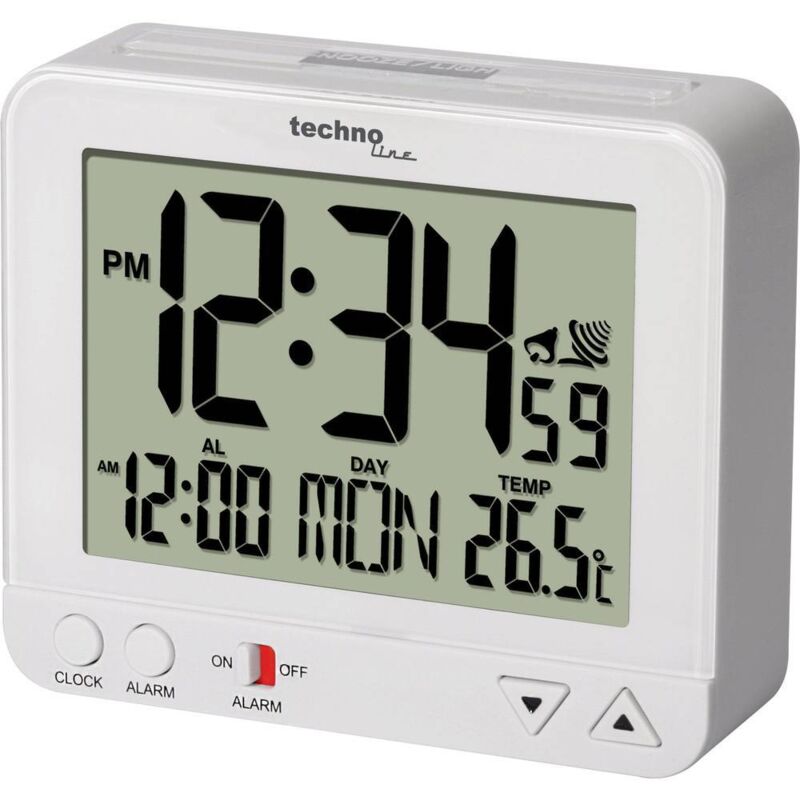 Techno Line wt 195 white radiopiloté(e) Réveil blanc Heures de réveil 1 grand écran
