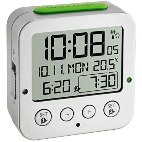 Réveil radiopiloté(e) TFA Dostmann 60.2528.54 argent