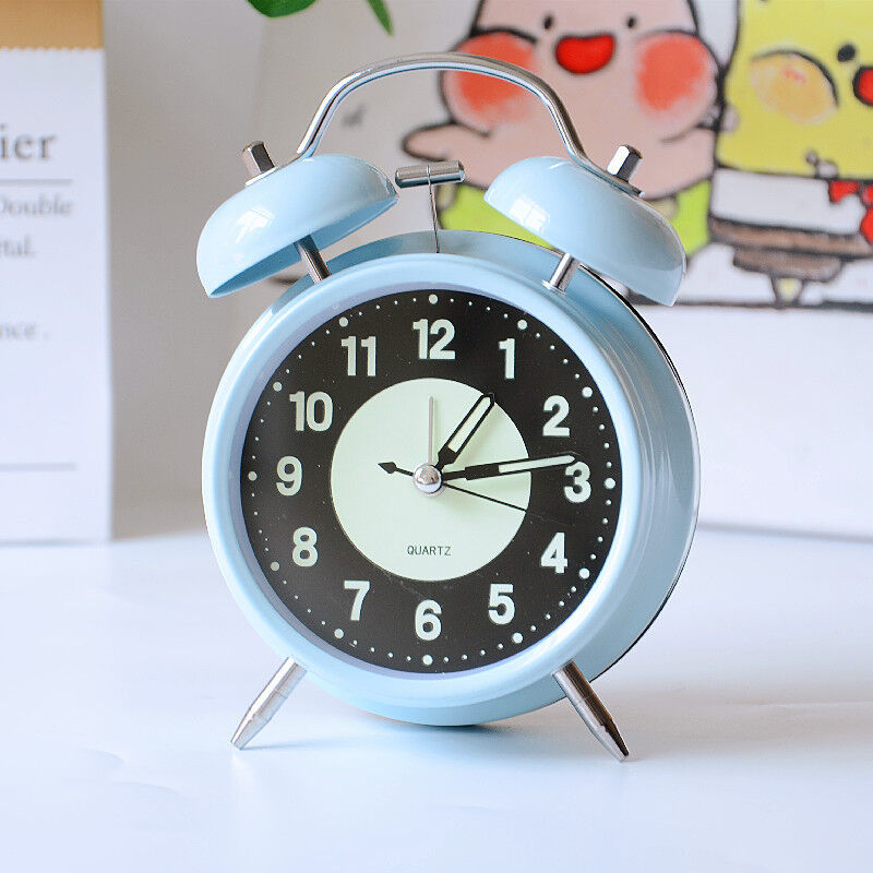 Feiyue - Réveil rétro à double horloge, alarme de chevet silencieuse sans tic-tac