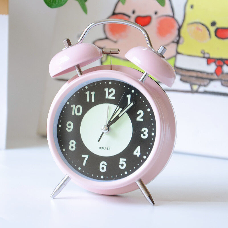 Feiyue - Réveil rétro à double horloge, alarme de chevet silencieuse sans tic-tac