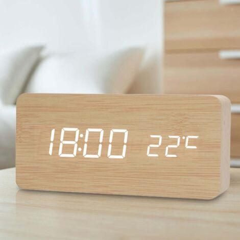 MCBOSON Réveil rétro créatif silencieux, horloge LED lumineuse marron vintage, idéale pour chambre, bureau ou salon, décoration élégante