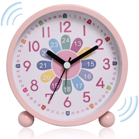 Réveil, réveil pour enfants numérique sans tic-tac, réveil d'apprentissage silencieux, horloge d'apprentissage, horloge pour enfants, réveil analogique compact pour garçons et filles