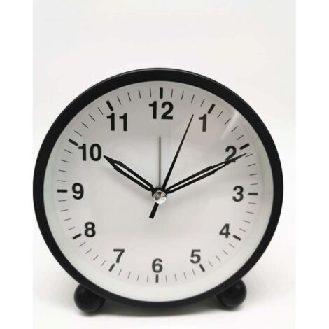 Réveil rond, réveil de bureau pour étudier, horloge à quartz analogique