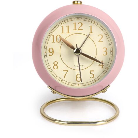 Réveil silencieux à piles, réveil de bureau sans tic-tac, réveil analogique, réveil rétro pour chambre à coucher, SimplePink
