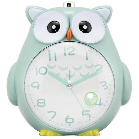 Réveil silencieux hibou à balayage double tonalité pour enfant/étudiant - Vert
