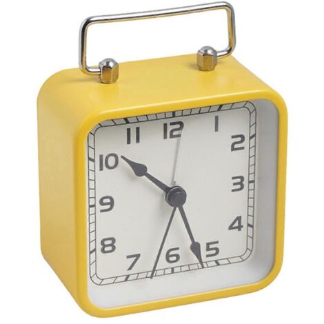 Réveil silencieux pour étudiants, montre à quartz lumineuse jaune