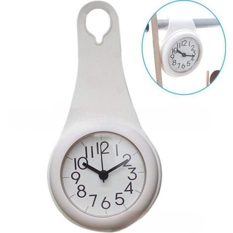 Réveil silencieux pour salle de bain – Ventouse – Mini réveil créatif – Blanc