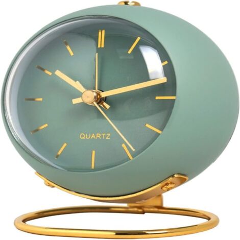 Réveil silencieux rétro SHISEDECO avec éclairage nocturne, horloge de bureau compacte à piles pour la maison et le bureau (RN , Vert)