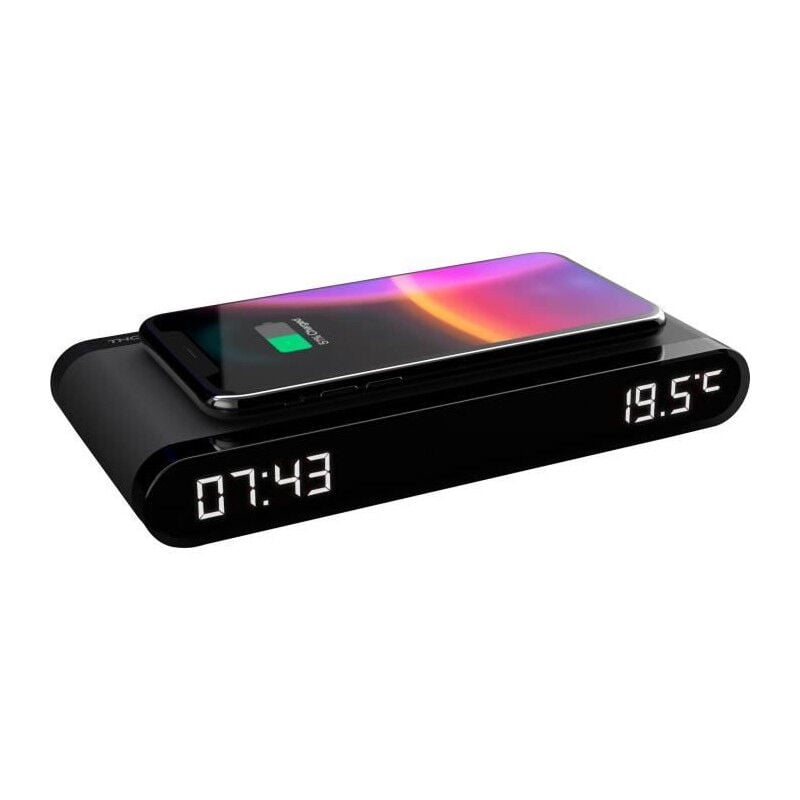 Thomson - Réveil station de charge Noir - Induction 15W, Température, Port usb-c, Alim. 230V